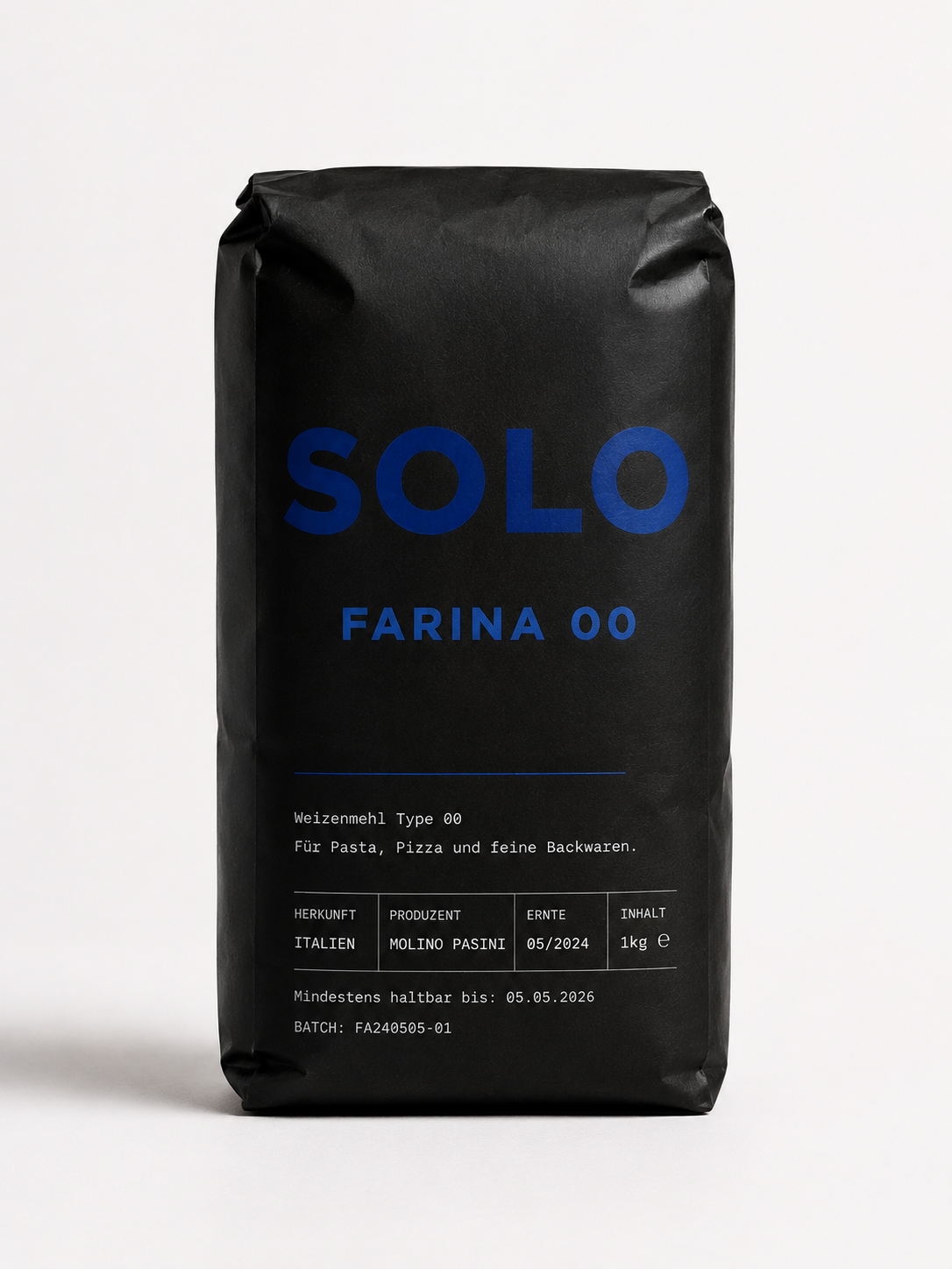 SOLO Farina 00 – 1kg Beutel, schwarze Verpackung