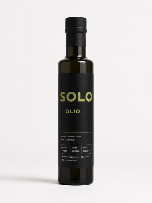 SOLO Olio – natives Olivenöl extra, 500 ml, schwarzes Etikett